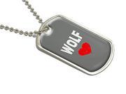 Wolf Love Military Dog Tag Luggage Keychain