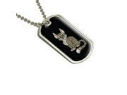 Tabby Cat Brown On Black Pet Military Dog Tag Keychain
