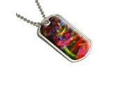 Multi Colored Fishes One Fish Two Red Blue Green Military Dog Tag Keychain