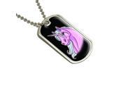 Unicorn on Black Military Dog Tag Keychain