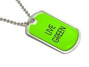 Live Green Military Dog Tag Keychain