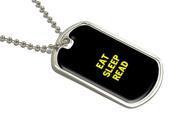 Eat Sleep Read Military Dog Tag Luggage Keychain