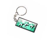 Flower Power Blue Green Turquoise Keychain Key Chain Ring