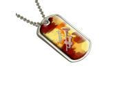 Trumpet Musical Instrument Music Brass Red and Yellow Military Dog Tag Keychain