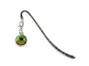 Geometric Stripes Green Yellow Red Metal Bookmark Page Marker with Charm