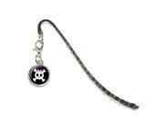 Girly Skull And Crossbones With Hairbow Metal Bookmark Page Marker with Charm