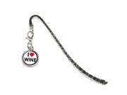 I Love Heart Wine Metal Bookmark Page Marker with Charm