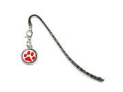 Paw Print Red Metal Bookmark Page Marker with Charm