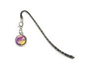 Love Music in Pink Treble Bass Clef Heart Metal Bookmark Page Marker with Charm