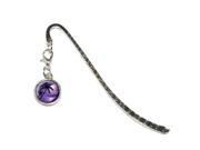 Purple Beach Sunset Ocean Palm Tree Vacation Paradise Metal Bookmark Page Marker with Charm