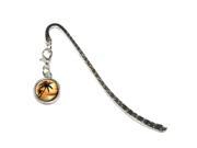 Orange Beach Sunset Ocean Palm Tree Vacation Paradise Metal Bookmark Page Marker with Charm