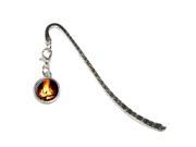 Campfire Camp Camping Fire Pit Logs Flames Metal Bookmark Page Marker with Charm