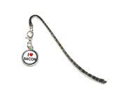 I Love Heart Bacon Metal Bookmark Page Marker with Charm