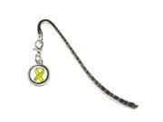Support our Troops Ribbon Yellow on White Metal Bookmark Page Marker with Charm