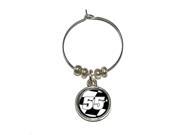 Number 55 Checkered Flag Racing Wine Glass Charm Drink Stem Marker Ring