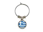 Greece Greek Flag Wine Glass Charm Drink Stem Marker Ring
