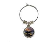 Aircraft Jet Fighter at Sunset Air Force Wine Glass Charm Drink Stem Marker Ring
