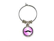 Mustache Funny Pink Wine Glass Charm Drink Stem Marker Ring
