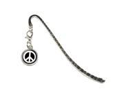Peace Sign Symbol Black Metal Bookmark Page Marker with Charm