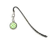 Preppy Houndstooth White Green Metal Bookmark Page Marker with Charm