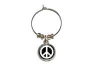 Peace Sign Distressed Inspirational Wine Glass Charm Drink Stem Marker Ring
