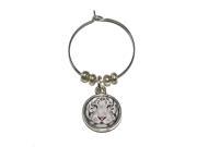 White Bengal Tiger with Blue Eyes Wine Glass Charm Drink Stem Marker Ring
