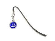 Om Aum Yoga White on Blue Metal Bookmark Page Marker with Charm