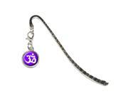 Om Aum Yoga White on Purple Metal Bookmark Page Marker with Charm