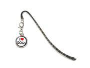 I Love Heart Dogs Metal Bookmark Page Marker with Charm