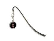 Autism Awareness Ribbon on Black Metal Bookmark Page Marker with Charm