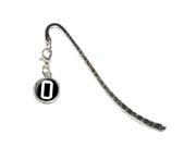 Letter O Initial Black White Metal Bookmark Page Marker with Charm