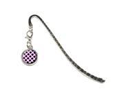 Polka Dots Black Pink Metal Bookmark Page Marker with Charm