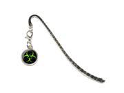 Biohazard Warning Symbol Green Zombies Distressed Metal Bookmark Page Marker with Charm