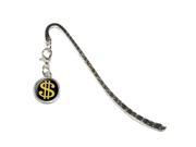 Dollar Sign Gold and Black Metal Bookmark Page Marker with Charm