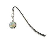Opal October Birthstone Faux Resin Metal Bookmark Page Marker with Charm