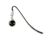 Black Domestic Cat Gold Eyes Metal Bookmark Page Marker with Charm
