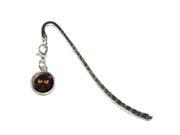Black Persian Cat Face Metal Bookmark Page Marker with Charm