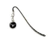 Longhorn Steer Skull Texas on Black Metal Bookmark Page Marker with Charm