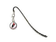 Ice Hockey Player Red Jersey Metal Bookmark Page Marker with Charm