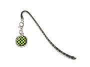 Polka Dots Black Lime Green Metal Bookmark Page Marker with Charm
