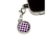 Polka Dots Black Pink Universal Fit 3.5mm Earphone Headset Jack Charm Anti Dust Plug fits Mobile Cell Phone iPhone iPod iPad Galaxy