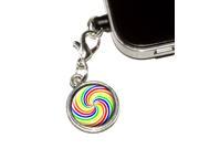 Rainbow Swirl Candy Universal Fit 3.5mm Earphone Headset Jack Charm Anti Dust Plug fits Mobile Cell Phone iPhone iPod iPad Galaxy