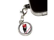 Ice Hockey Player Red Jersey Universal Fit 3.5mm Earphone Headset Jack Charm Anti Dust Plug fits Mobile Cell Phone iPhone iPod iPad Galaxy