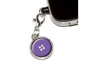 Purple Clothing Button Sewing Universal Fit 3.5mm Earphone Headset Jack Charm Anti Dust Plug fits Mobile Cell Phone iPhone iPod iPad Galaxy