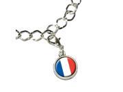 France French Flag Silver Plated Bracelet with Antiqued Charm
