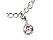 I Love Heart Wine Silver Plated Bracelet with Antiqued Charm I Love Heart Wine Silver Plated Bracelet with Antiqued Charm