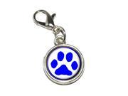 Paw Print Blue Antiqued Bracelet Pendant Zipper Pull Charm with Lobster Clasp