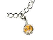 Orange Tabby Cat Face Pet Kitty Silver Plated Bracelet with Antiqued Charm