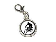 Cycling Cycle Biking Antiqued Bracelet Pendant Zipper Pull Charm with Lobster Clasp
