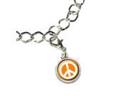 Peace Sign Symbol Orange Silver Plated Bracelet with Antiqued Charm